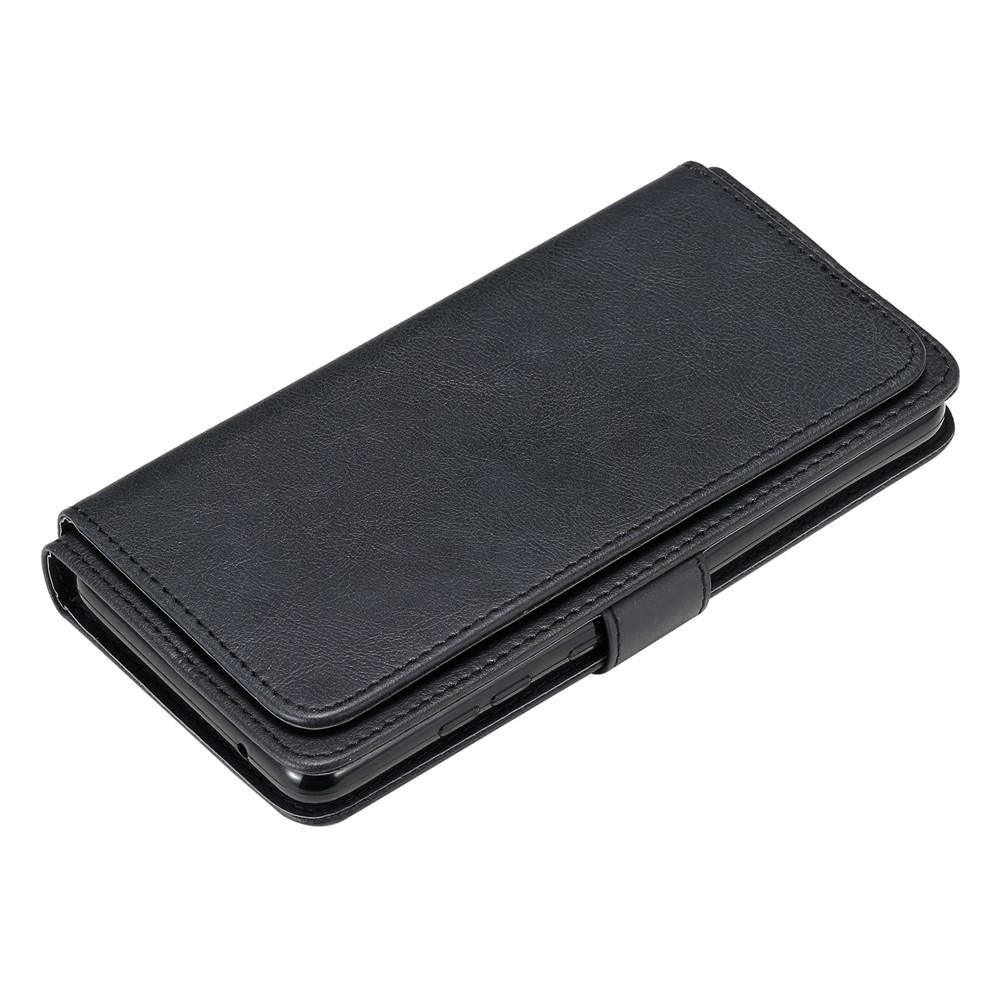 Quality Leather Wallet Design Cover for Samsung Galaxy A72 5G Multi-function 10 Card Slots Shell - Black-14