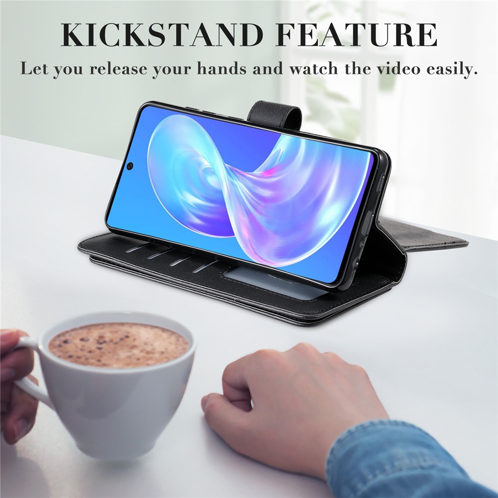 Quality Leather Wallet Design Cover for Samsung Galaxy A72 5G Multi-function 10 Card Slots Shell - Black-18