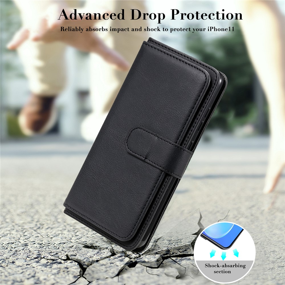 Quality Leather Wallet Design Cover for Samsung Galaxy A72 5G Multi-function 10 Card Slots Shell - Black-22