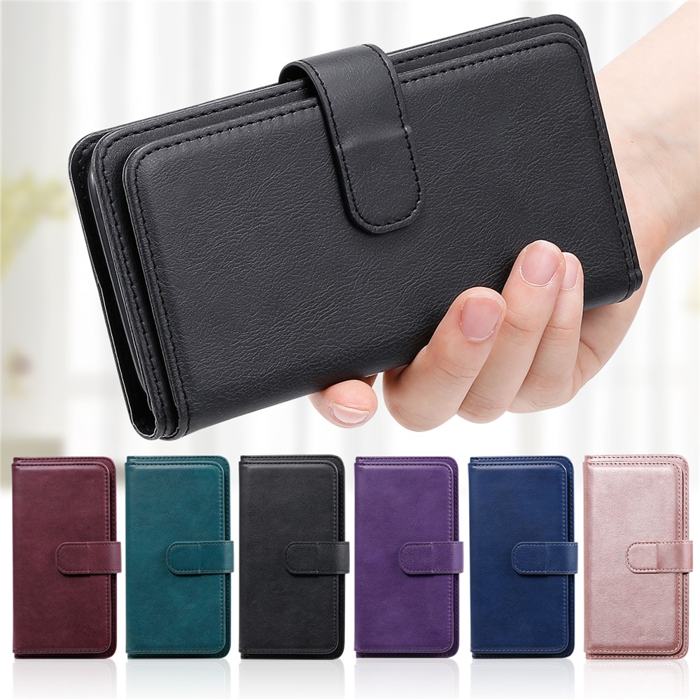 Quality Leather Wallet Design Cover for Samsung Galaxy A72 5G Multi-function 10 Card Slots Shell - Black-23