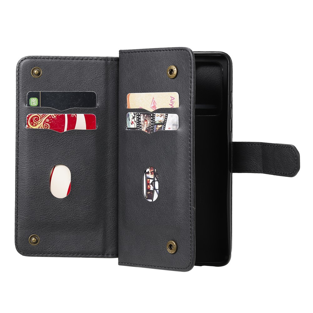 Cubierta de Diseño de Billetera de Cuero de Calidad Para Samsung Galaxy A72 4G/5G KT Serie Multifuncional-1 10 Tragamonedas de Tarjetas - Negro-9