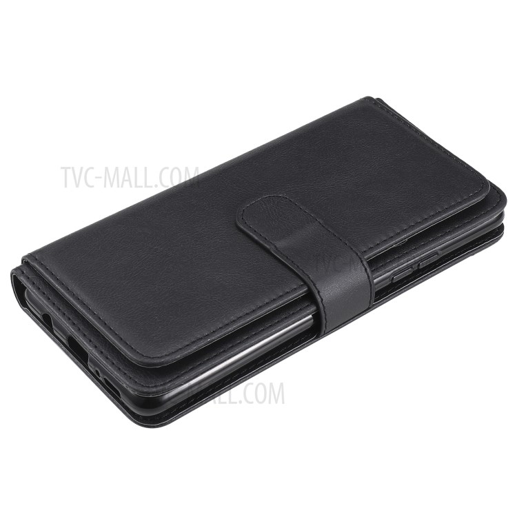 New Style 10 Card Slots Wallet Shell for Samsung Galaxy A42 5G Leather Cover - Black-12