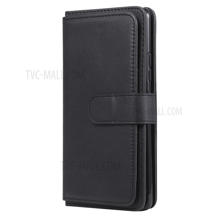 New Style 10 Card Slots Wallet Shell for Samsung Galaxy A42 5G Leather Cover - Black-3