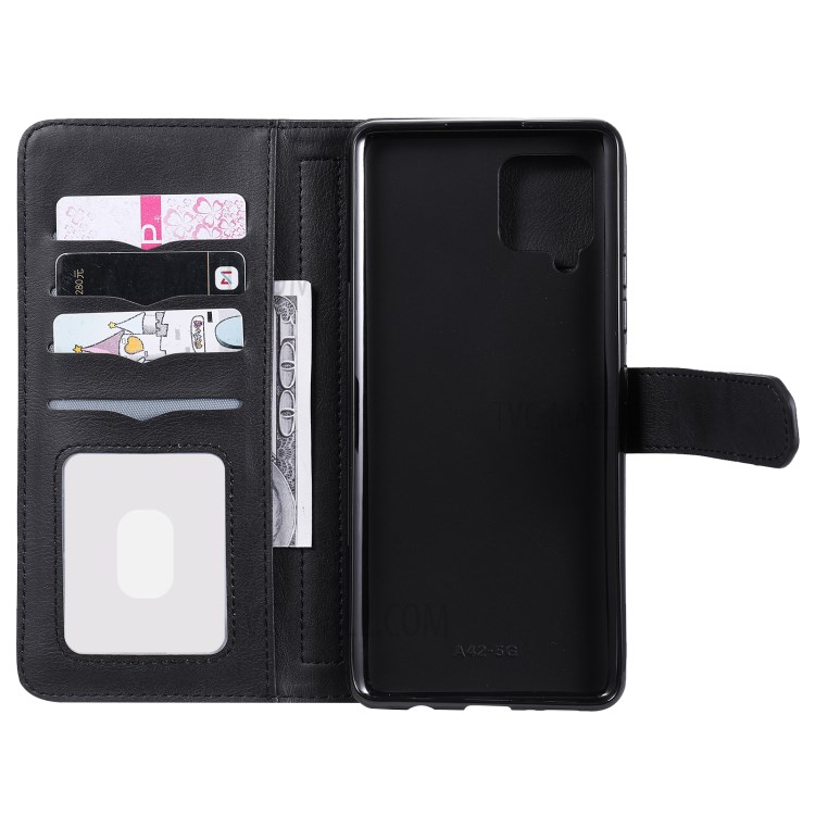 New Style 10 Card Slots Wallet Shell for Samsung Galaxy A42 5G Leather Cover - Black-5