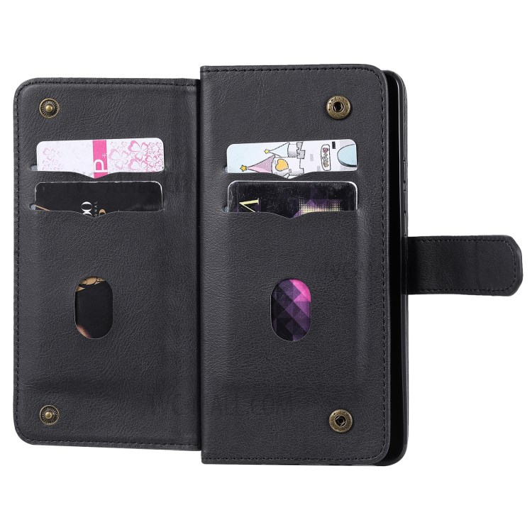 New Style 10 Card Slots Wallet Shell for Samsung Galaxy A42 5G Leather Cover - Black-6