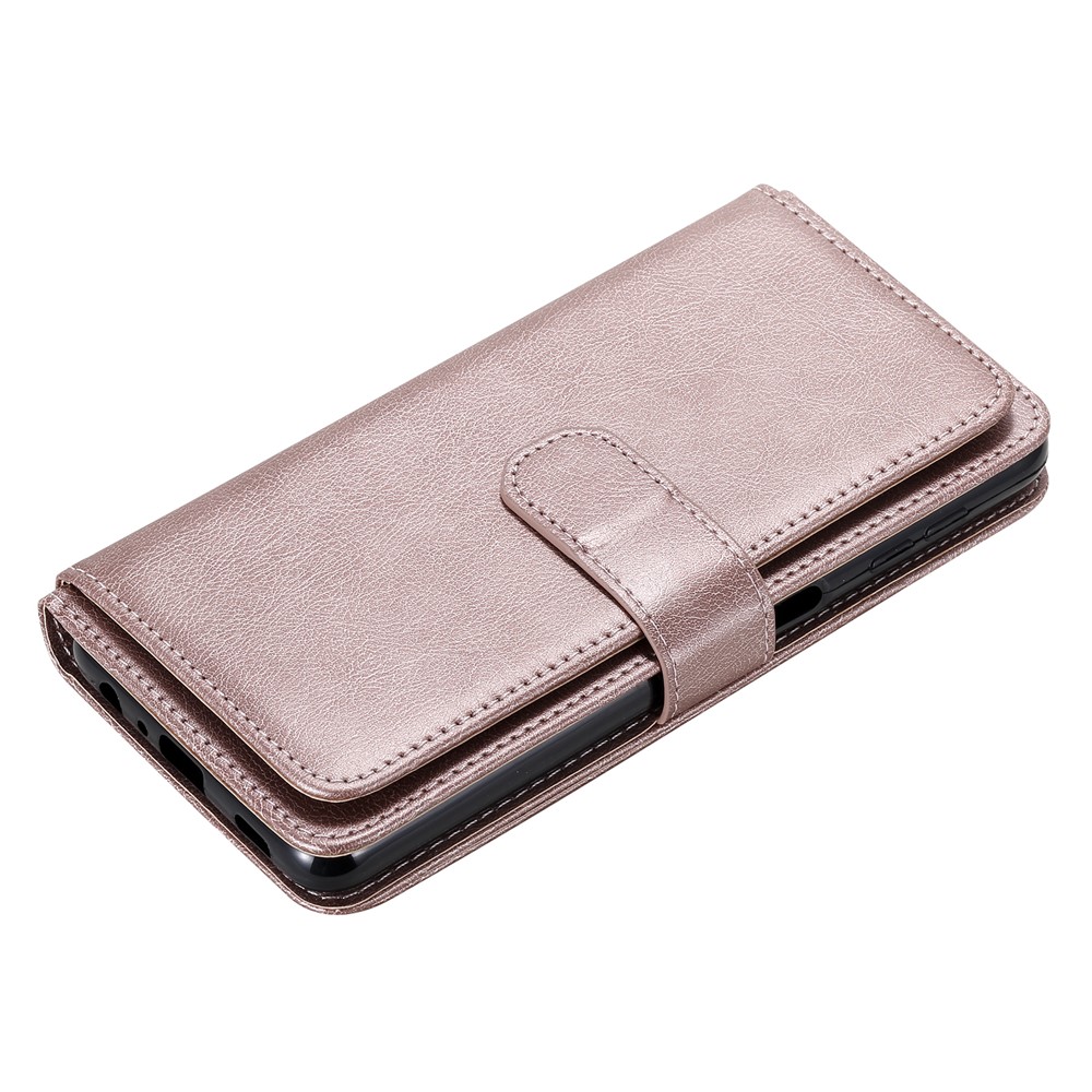 Wallet Design Multi-function 10 Card Slots Shell for Samsung Galaxy A32 5G Leather Cover - Rose Gold-10