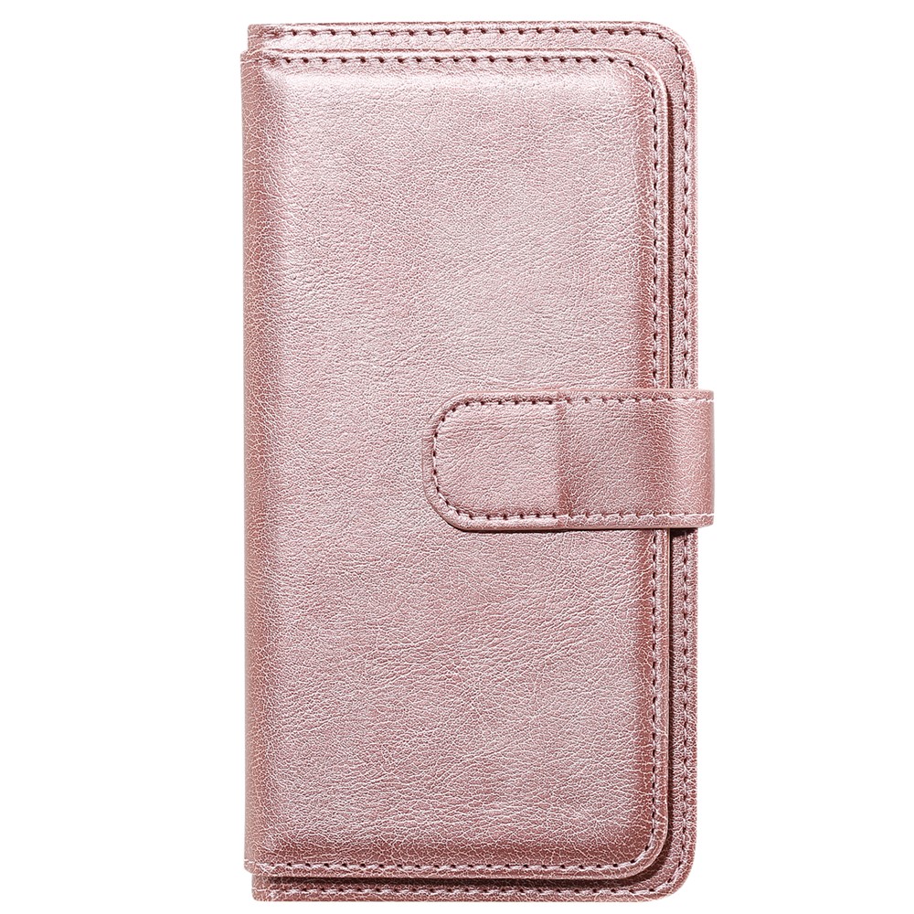 Wallet Design Multi-function 10 Card Slots Shell for Samsung Galaxy A32 5G Leather Cover - Rose Gold-2