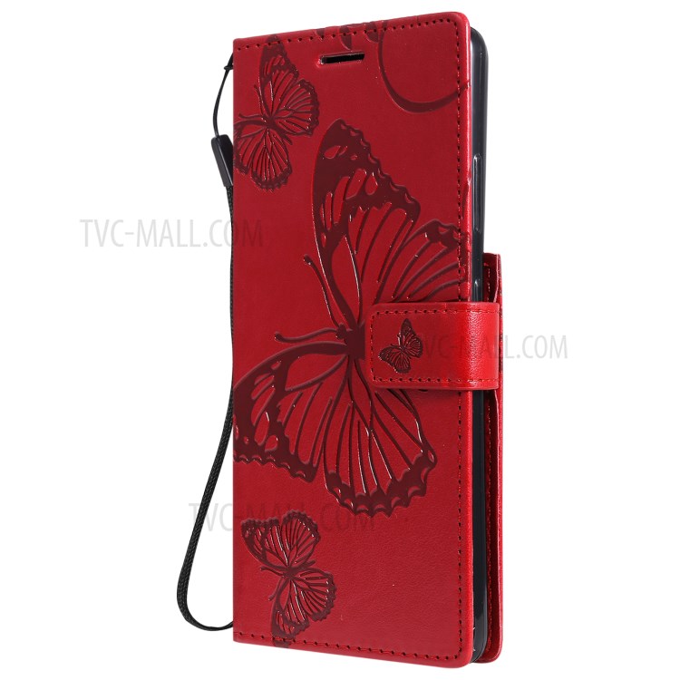 Imprinted Butterflies Flower Leather Wallet Stand Case for Samsung Galaxy S21 Ultra 5G - Red-3