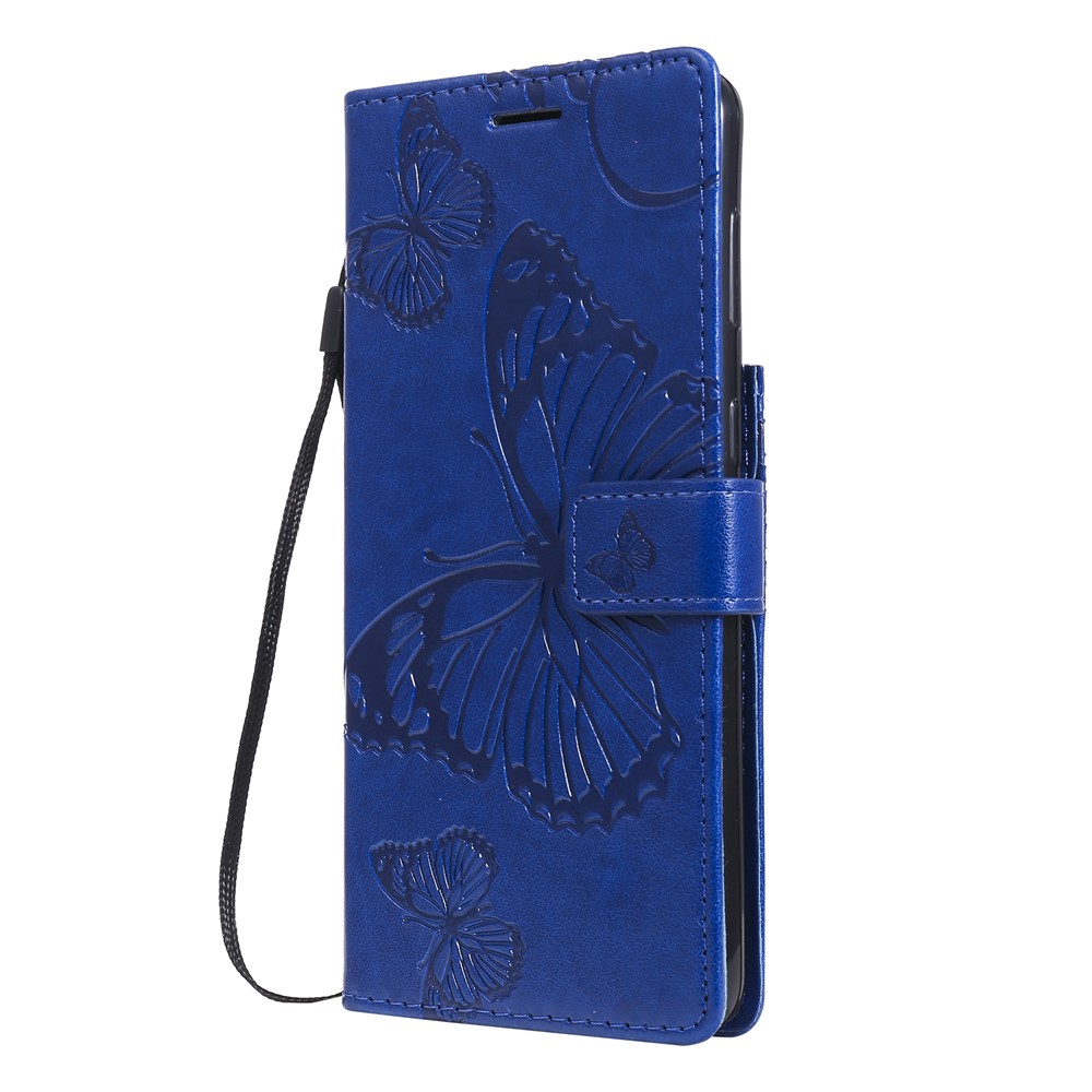 Imprinted Butterflies Flower Leather Wallet Stand Case for Samsung Galaxy S21 5G - Blue-3