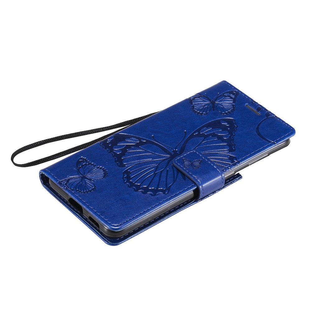Imprinted Butterflies Flower Leather Wallet Stand Case for Samsung Galaxy S21 5G - Blue-8