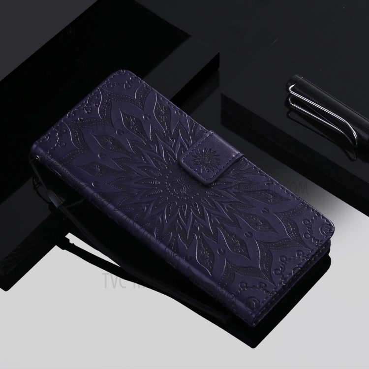 Imprint Sunflower Leather Wallet Case for Samsung Galaxy S21 5G - Purple-10