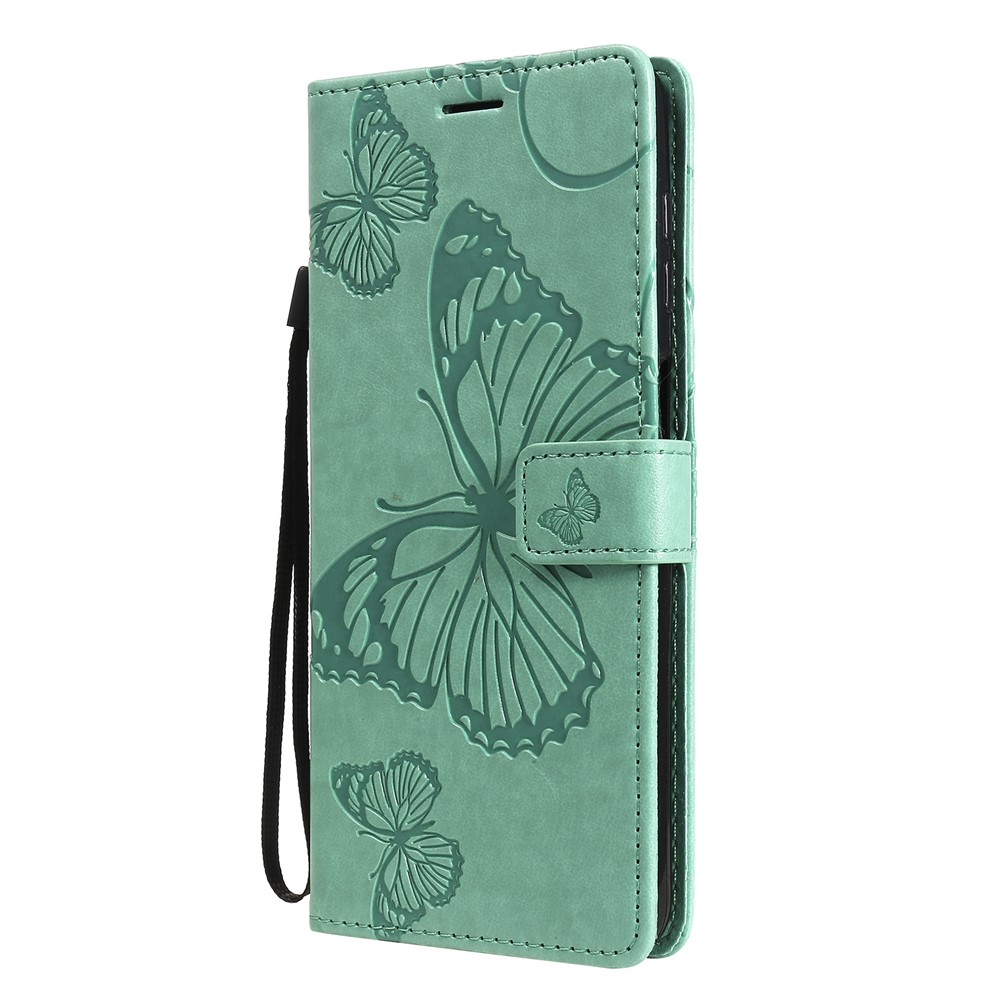 Imprinted Butterflies Flower Leather Wallet Stand Case for Samsung Galaxy A12 - Green-3