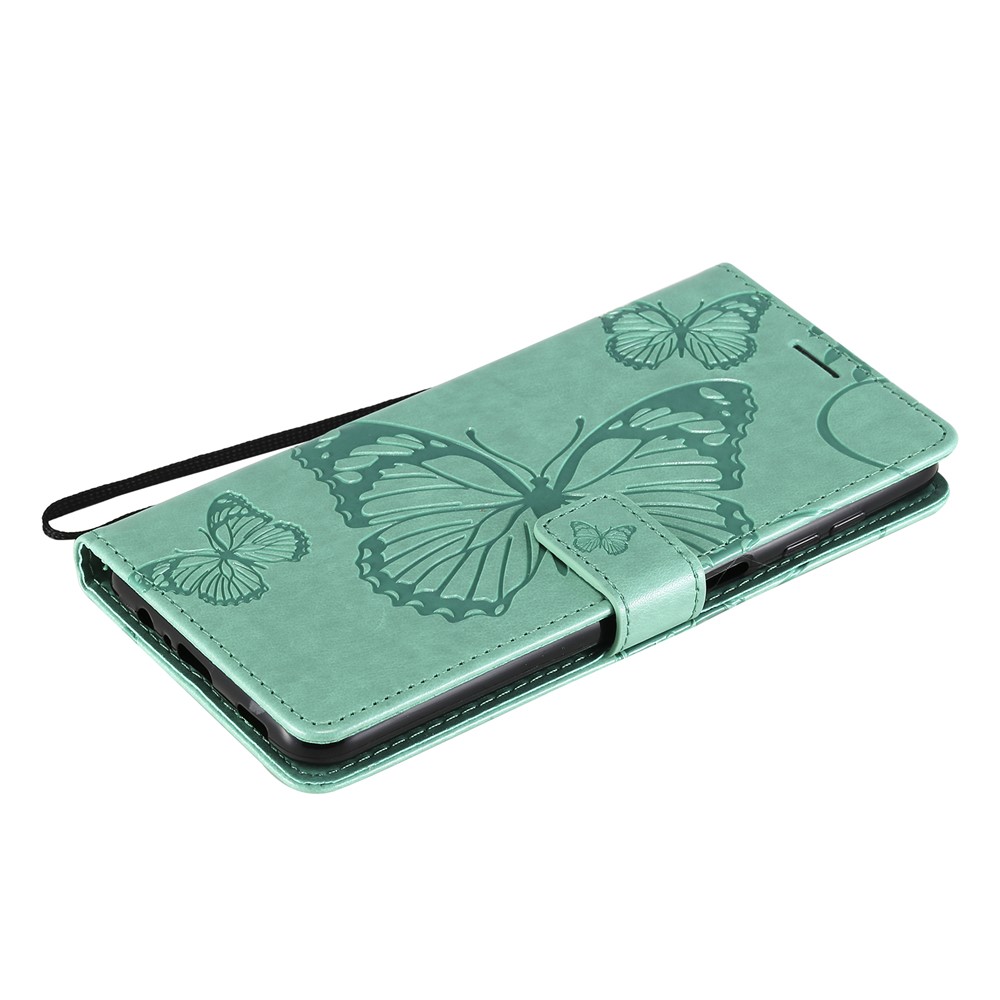 Imprinted Butterflies Flower Leather Wallet Stand Case for Samsung Galaxy A12 - Green-8