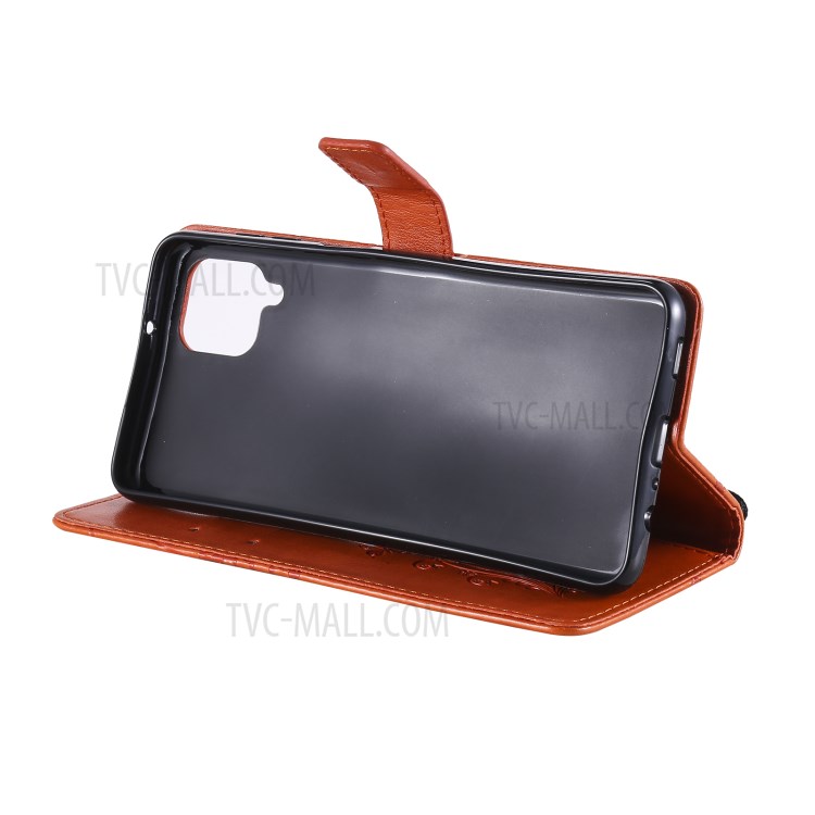 Imprinted Butterflies Flower Leather Wallet Stand Case for Samsung Galaxy A12 - Orange-7