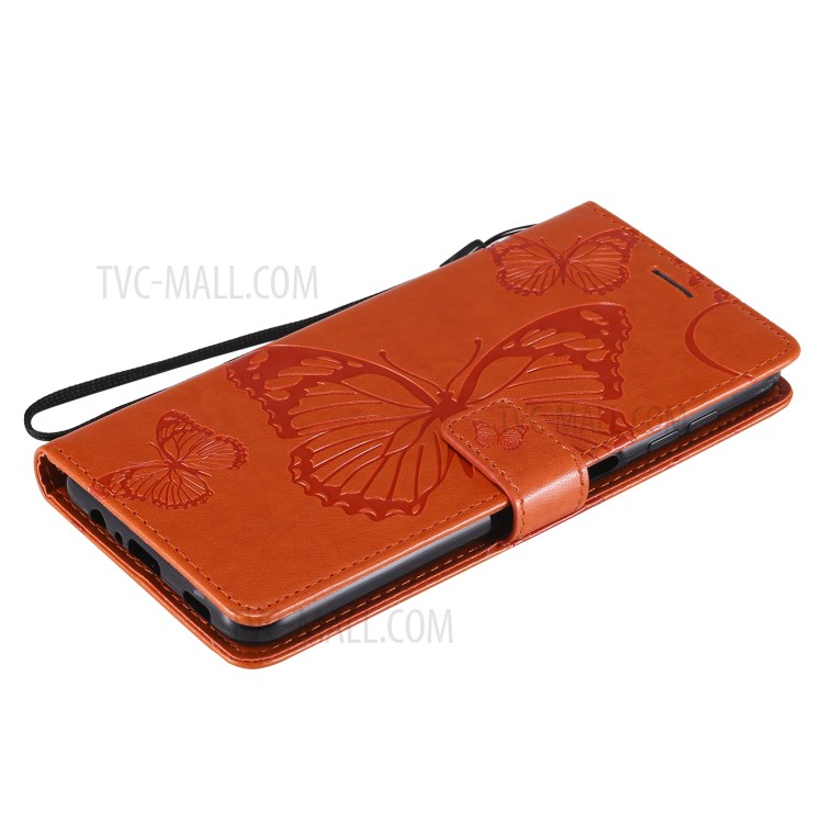 Imprinted Butterflies Flower Leather Wallet Stand Case for Samsung Galaxy A12 - Orange-8