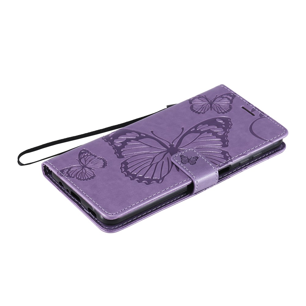 Imprinted Butterflies Flower Leather Wallet Stand Case for Samsung Galaxy A12 - Purple-8