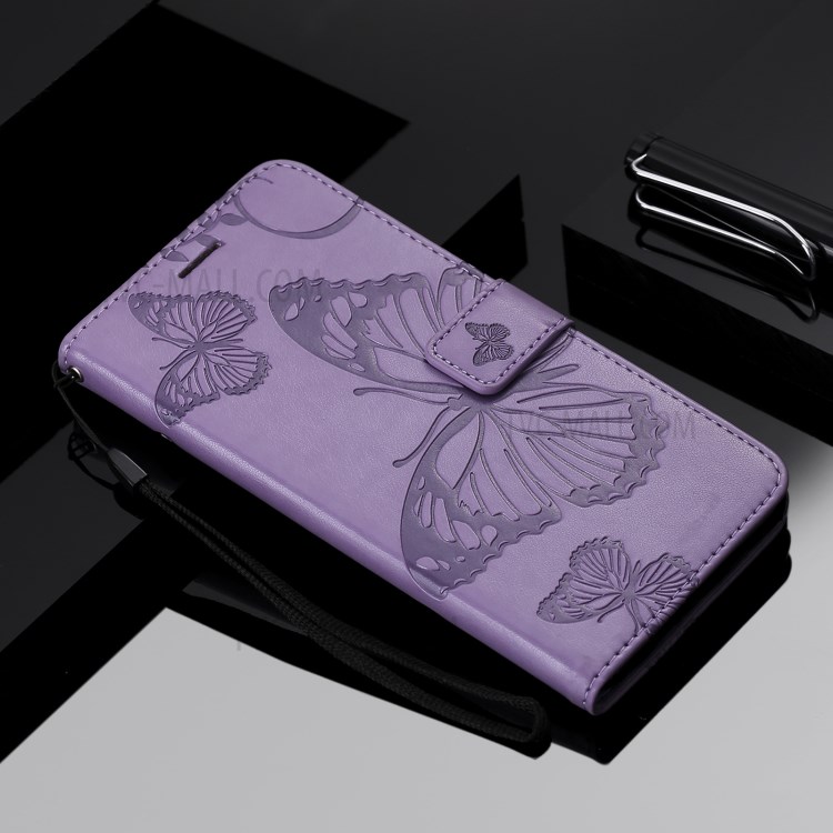 Imprinted Butterflies Flower Leather Wallet Stand Case for Samsung Galaxy A72 5G - Purple-12