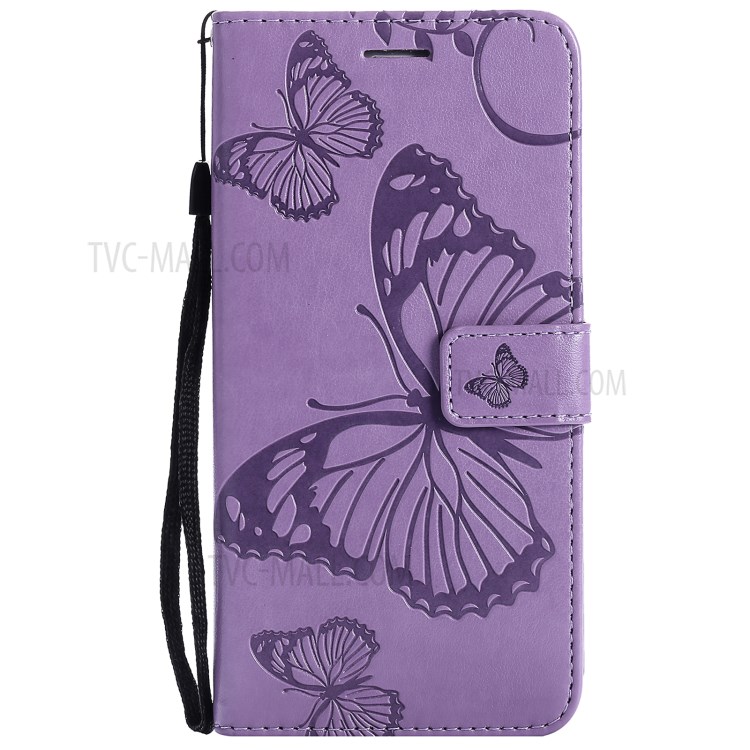 Imprinted Butterflies Flower Leather Wallet Stand Case for Samsung Galaxy A72 5G - Purple-2