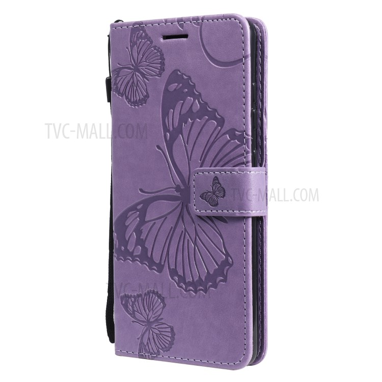 Imprinted Butterflies Flower Leather Wallet Stand Case for Samsung Galaxy A72 5G - Purple-3