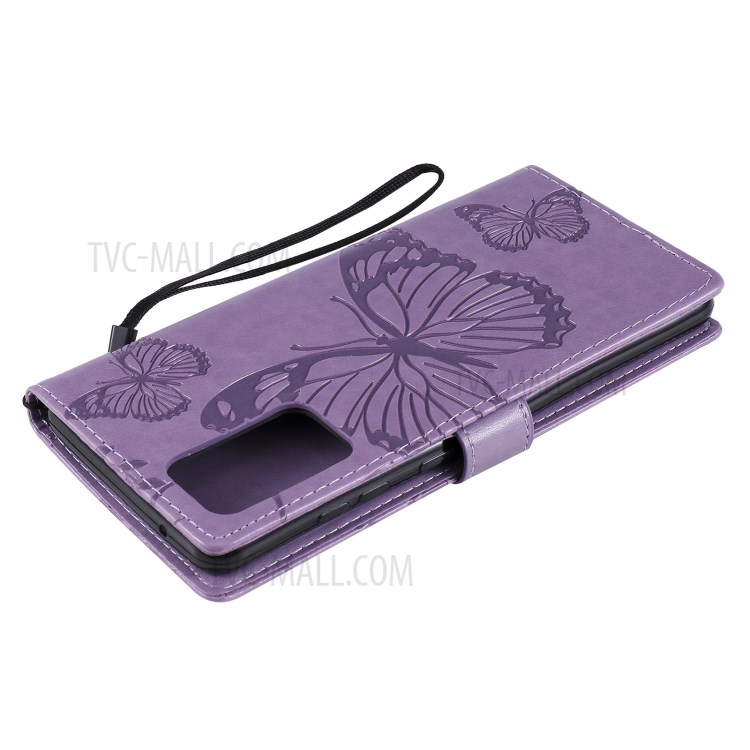 Imprinted Butterflies Flower Leather Wallet Stand Case for Samsung Galaxy A72 5G - Purple-7