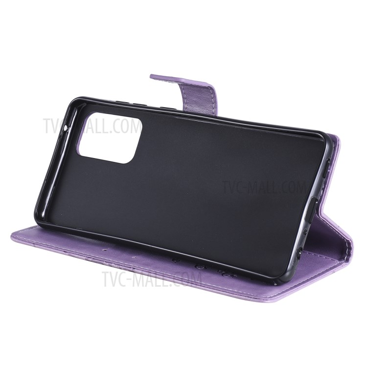 Imprinted Butterflies Flower Leather Wallet Stand Case for Samsung Galaxy A72 5G - Purple-9