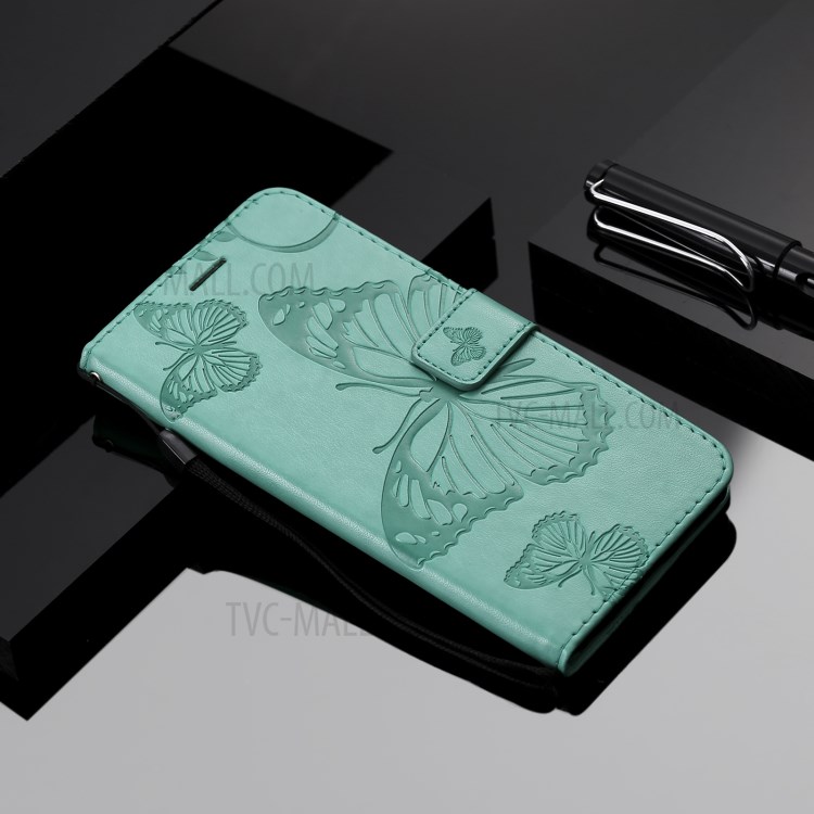 Imprinted Butterflies Flower Leather Wallet Stand Case for Samsung Galaxy A72 5G - Green-10
