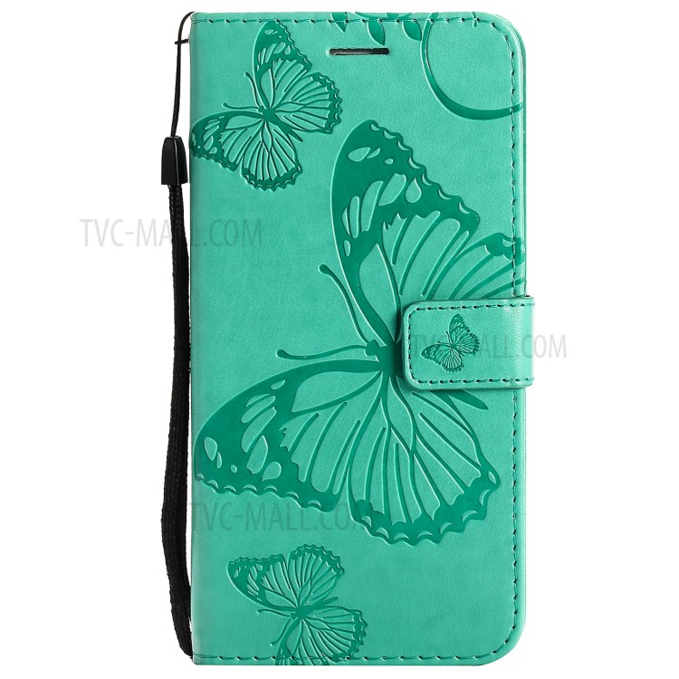 Imprinted Butterflies Flower Leather Wallet Stand Case for Samsung Galaxy A72 5G - Green-2