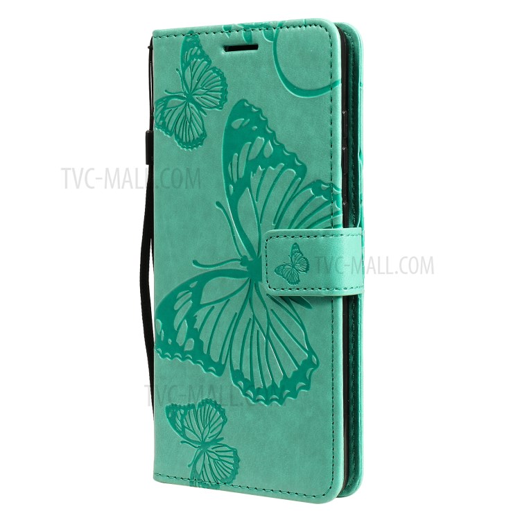 Imprinted Butterflies Flower Leather Wallet Stand Case for Samsung Galaxy A72 5G - Green-3
