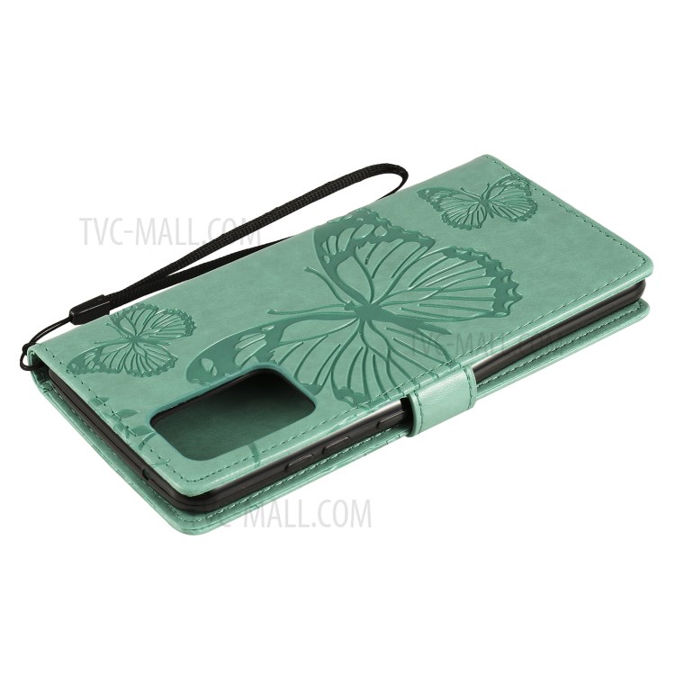 Imprinted Butterflies Flower Leather Wallet Stand Case for Samsung Galaxy A72 5G - Green-7