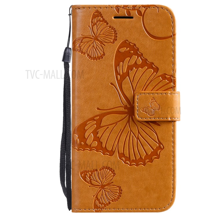 Imprinted Butterflies Flower Leather Wallet Stand Case for Samsung Galaxy A72 5G - Yellow-2