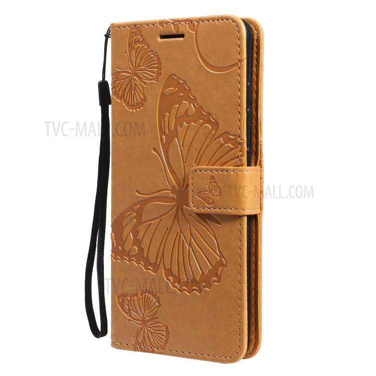 Imprinted Butterflies Flower Leather Wallet Stand Case for Samsung Galaxy A72 5G - Yellow-3
