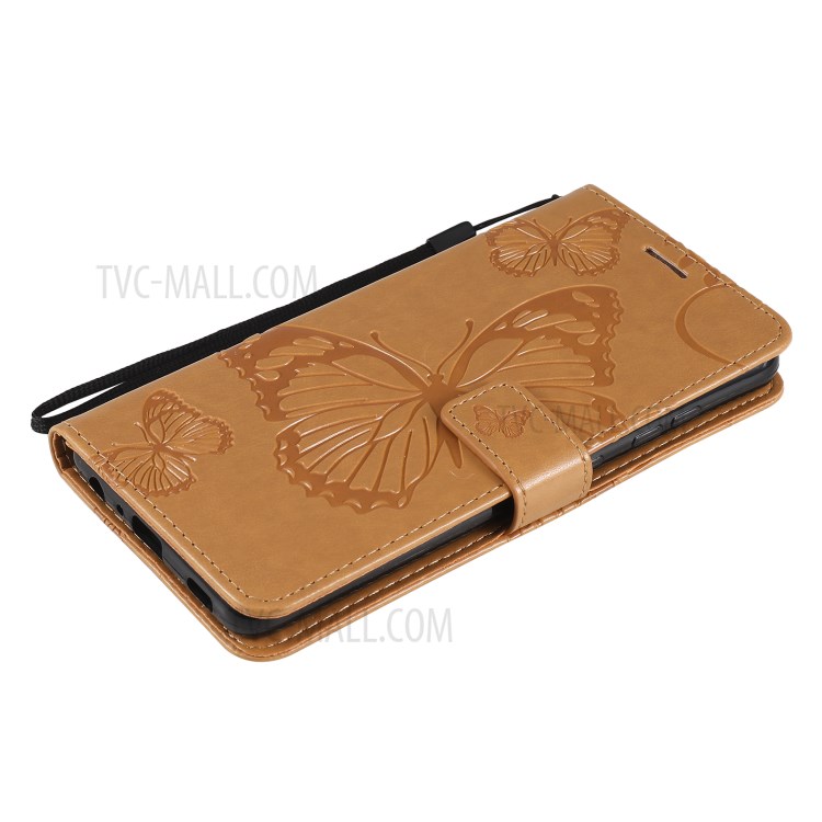 Imprinted Butterflies Flower Leather Wallet Stand Case for Samsung Galaxy A72 5G - Yellow-6