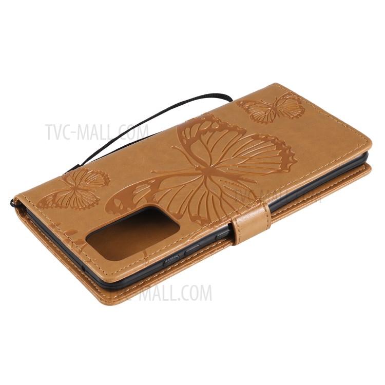 Imprinted Butterflies Flower Leather Wallet Stand Case for Samsung Galaxy A72 5G - Yellow-7