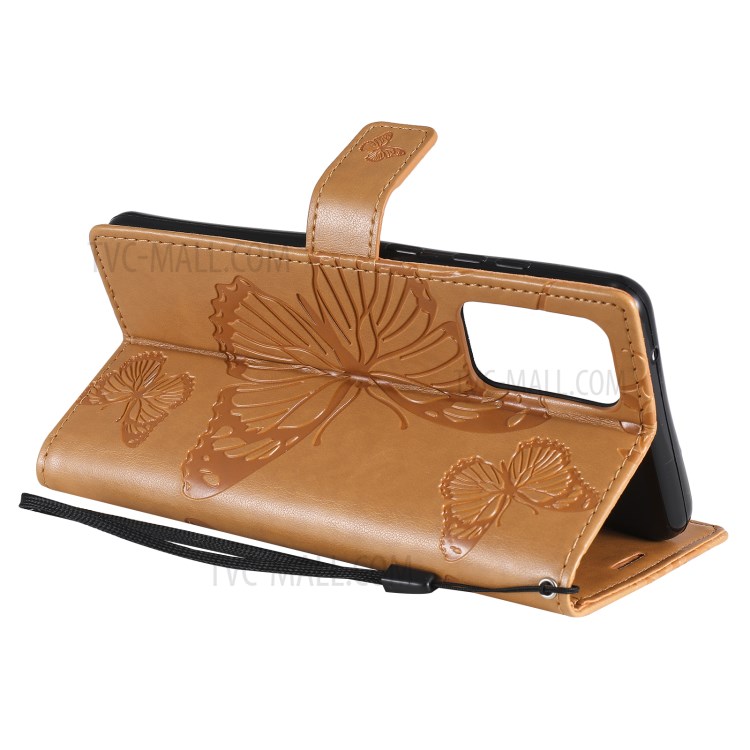 Imprinted Butterflies Flower Leather Wallet Stand Case for Samsung Galaxy A72 5G - Yellow-8