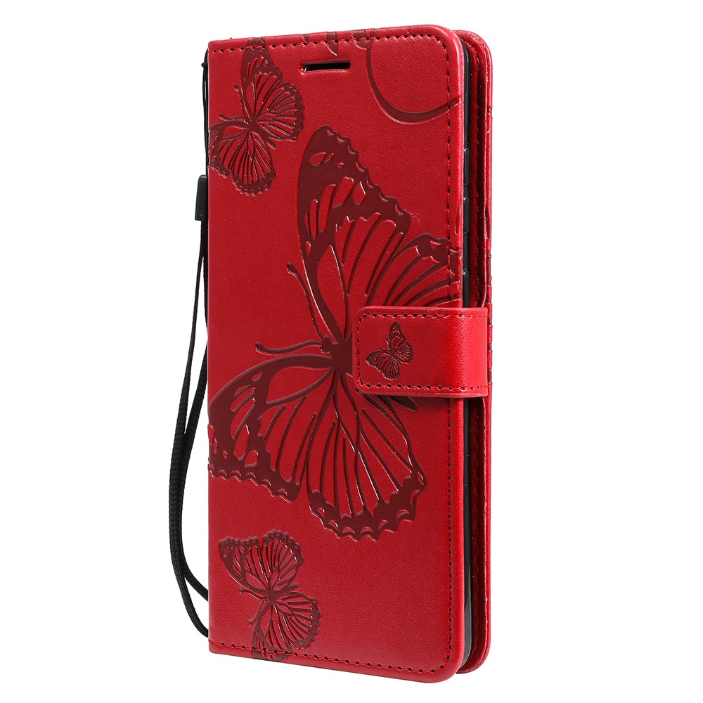 Imprinted Butterflies Flower Leather Wallet Stand Case for Samsung Galaxy A72 5G - Red-3