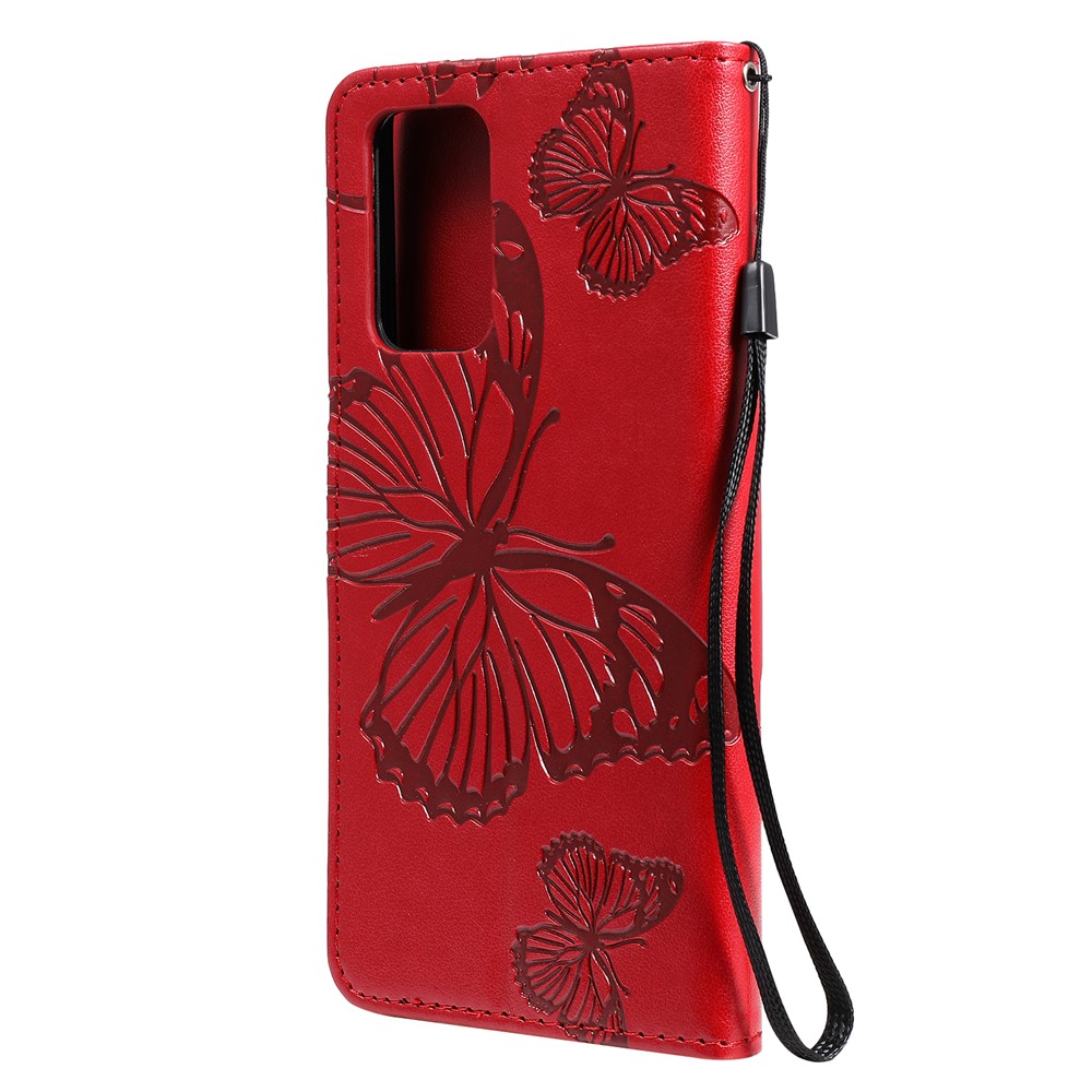 Imprinted Butterflies Flower Leather Wallet Stand Case for Samsung Galaxy A72 5G - Red-4