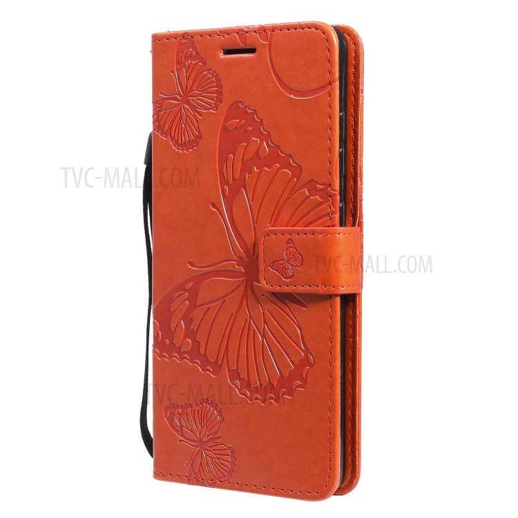 Imprinted Butterflies Flower Leather Wallet Stand Case for Samsung Galaxy A72 5G - Orange-3