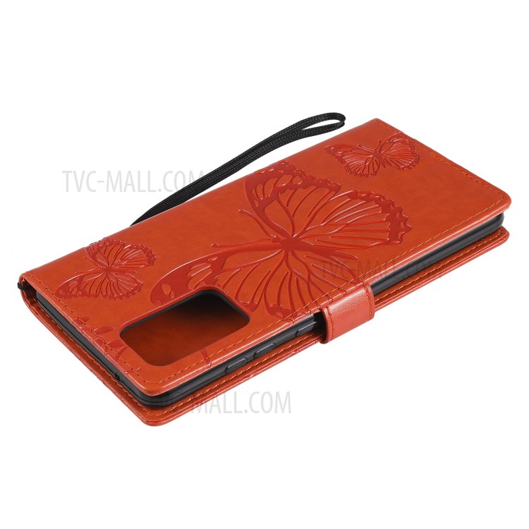 Imprinted Butterflies Flower Leather Wallet Stand Case for Samsung Galaxy A72 5G - Orange-7