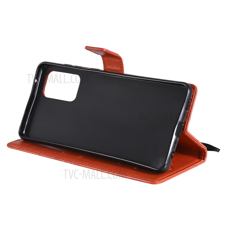 Imprinted Butterflies Flower Leather Wallet Stand Case for Samsung Galaxy A72 5G - Orange-9