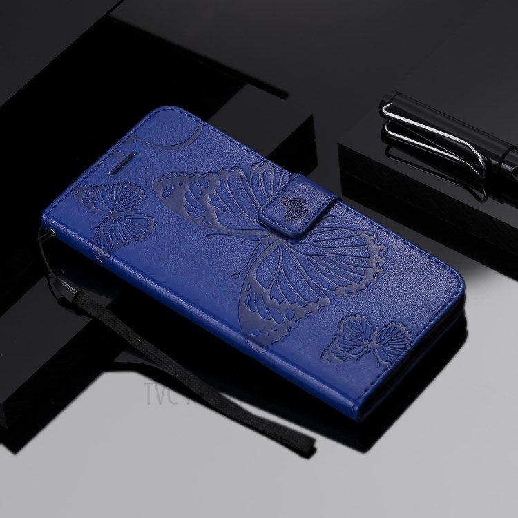 Imprinted Butterflies Flower Leather Wallet Stand Case for Samsung Galaxy A72 5G - Blue-10