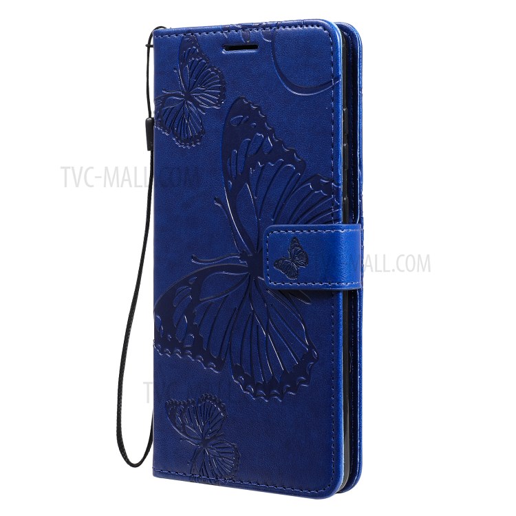 Imprinted Butterflies Flower Leather Wallet Stand Case for Samsung Galaxy A72 5G - Blue-3