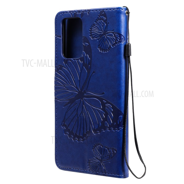 Imprinted Butterflies Flower Leather Wallet Stand Case for Samsung Galaxy A72 5G - Blue-4