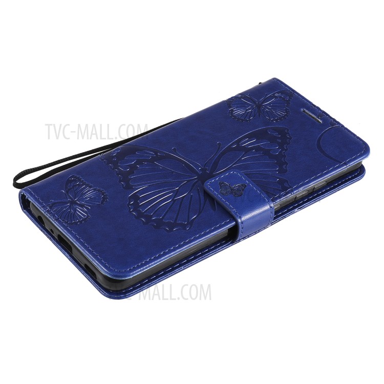 Imprinted Butterflies Flower Leather Wallet Stand Case for Samsung Galaxy A72 5G - Blue-6