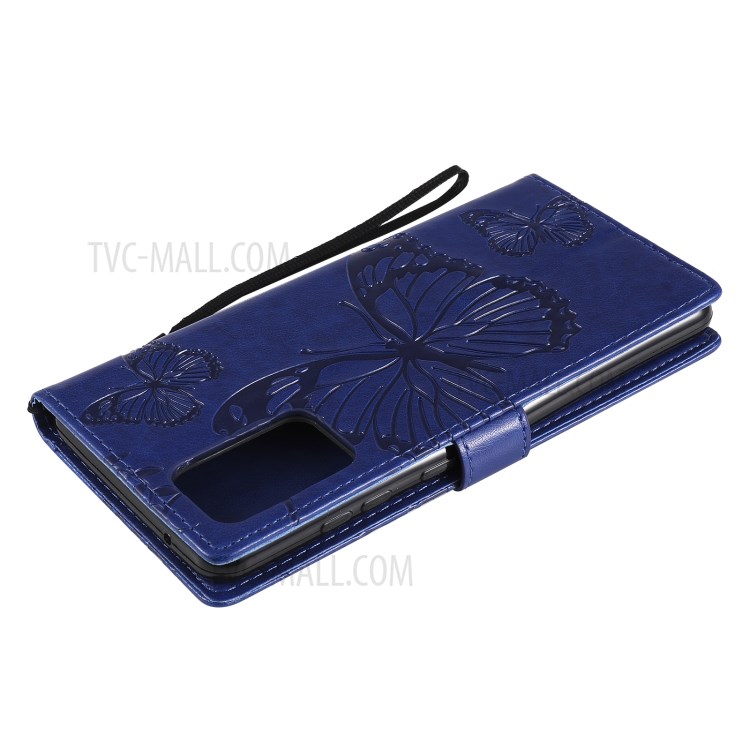 Imprinted Butterflies Flower Leather Wallet Stand Case for Samsung Galaxy A72 5G - Blue-7