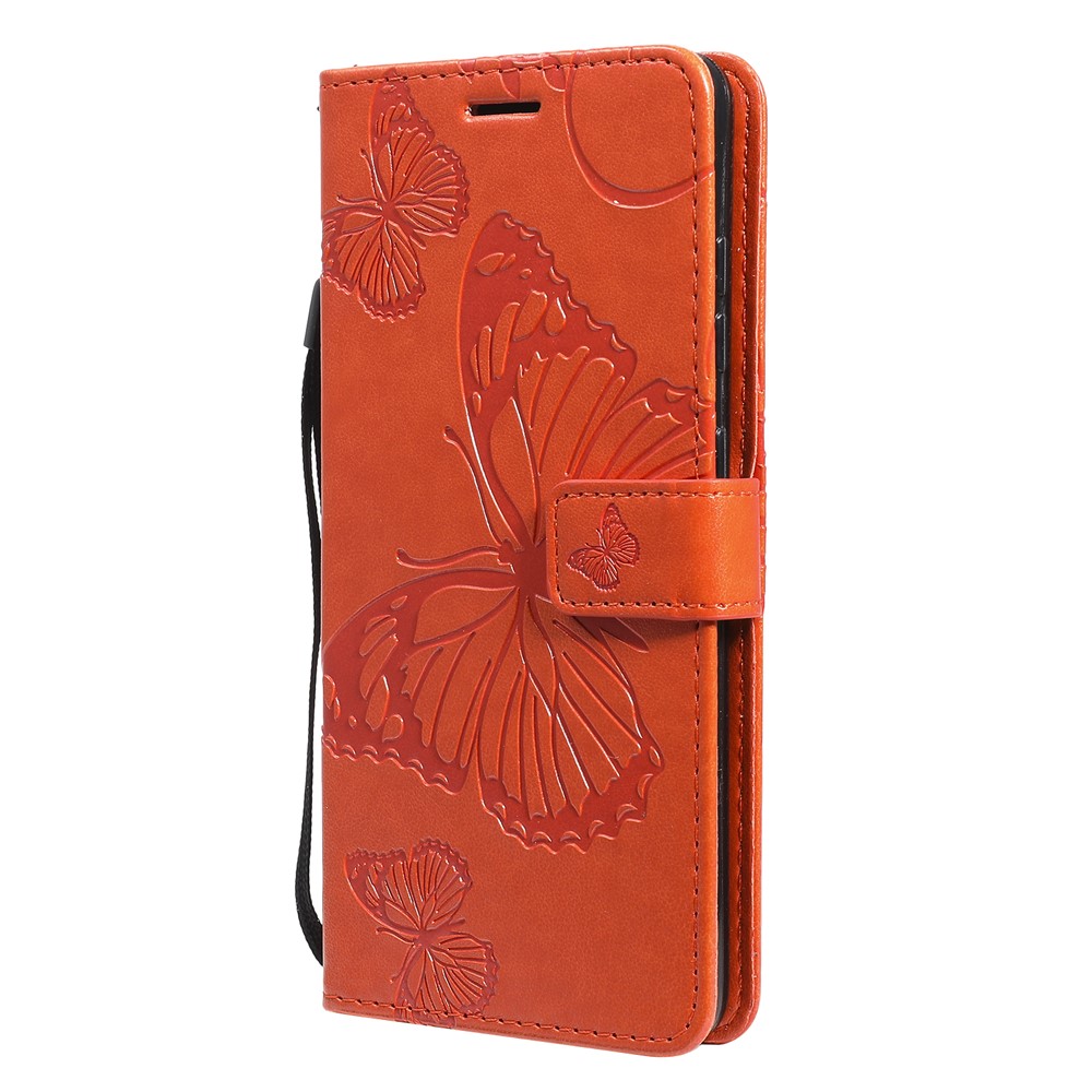 Imprinted Butterflies Flower Leather Wallet Stand Case for Samsung Galaxy A52 5G - Orange-3