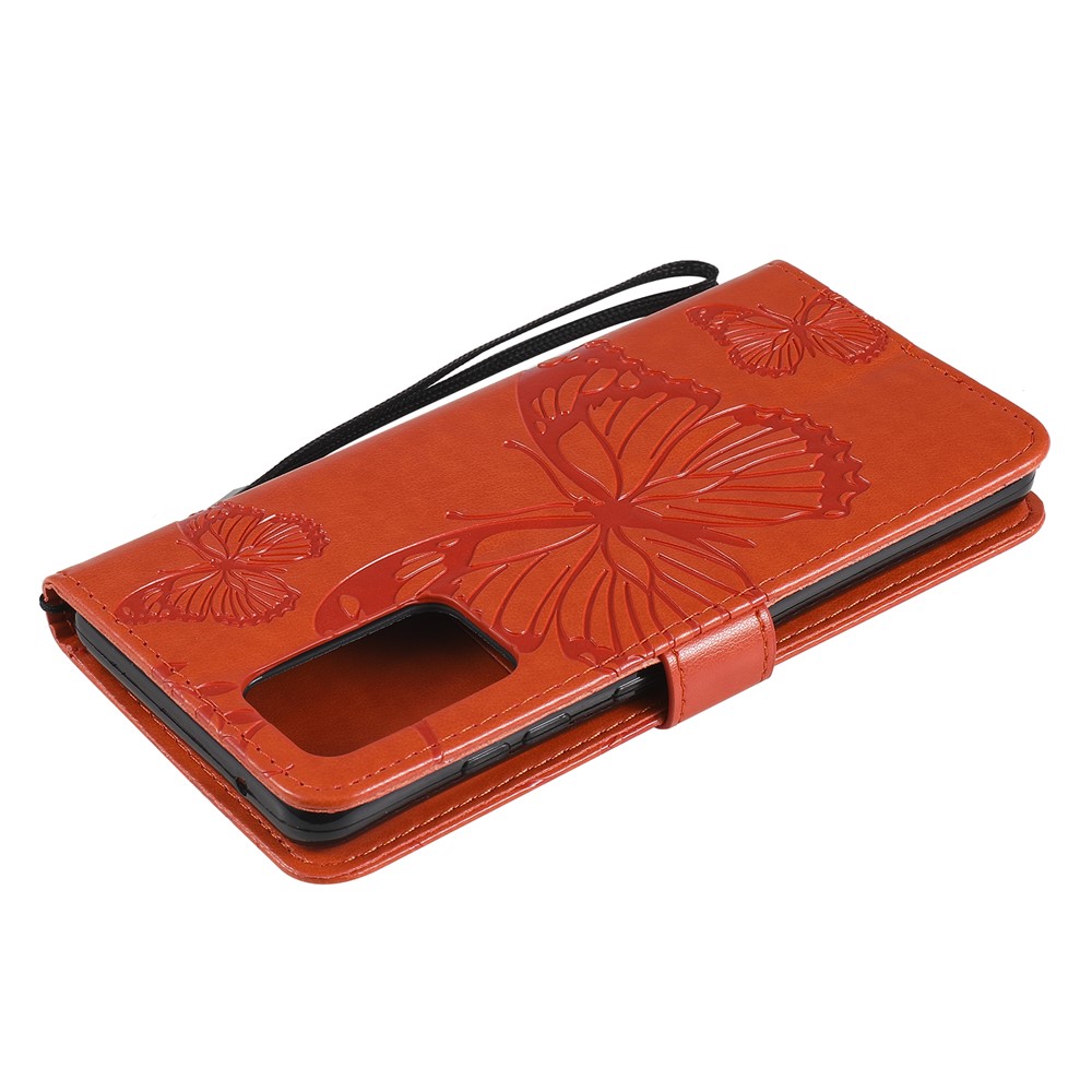 Imprinted Butterflies Flower Leather Wallet Stand Case for Samsung Galaxy A52 5G - Orange-7