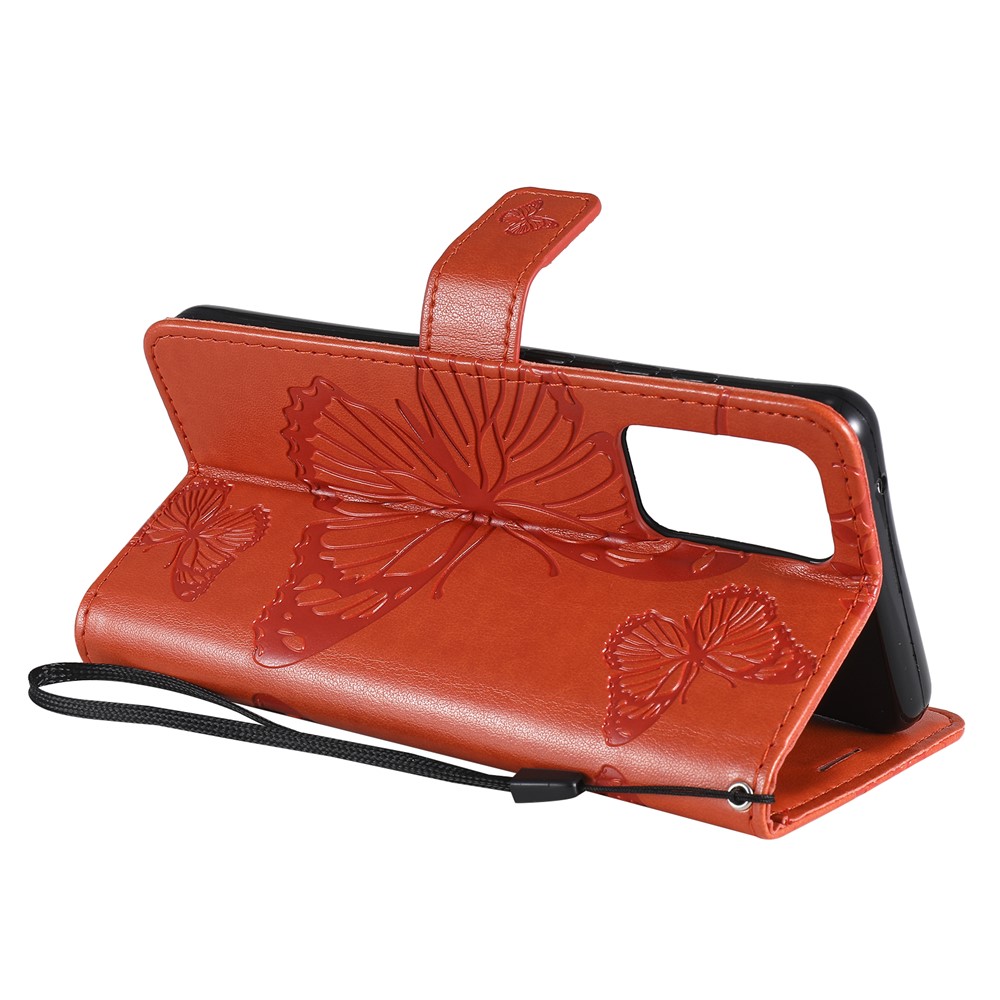Imprinted Butterflies Flower Leather Wallet Stand Case for Samsung Galaxy A52 5G - Orange-8