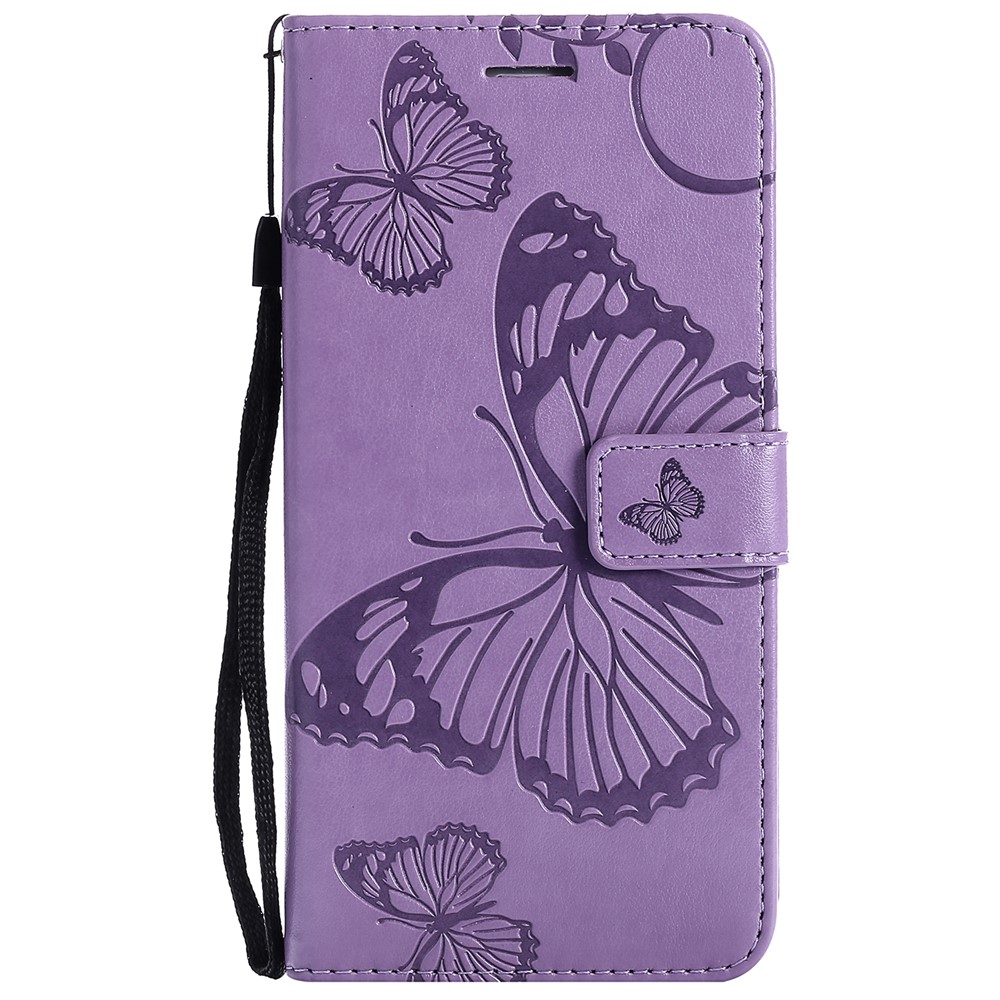Imprinted Butterflies Flower Leather Wallet Stand Case for Samsung Galaxy A52 5G - Purple-2