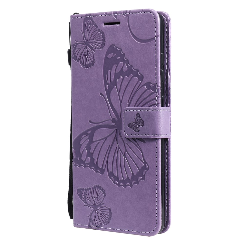 Imprinted Butterflies Flower Leather Wallet Stand Case for Samsung Galaxy A52 5G - Purple-3