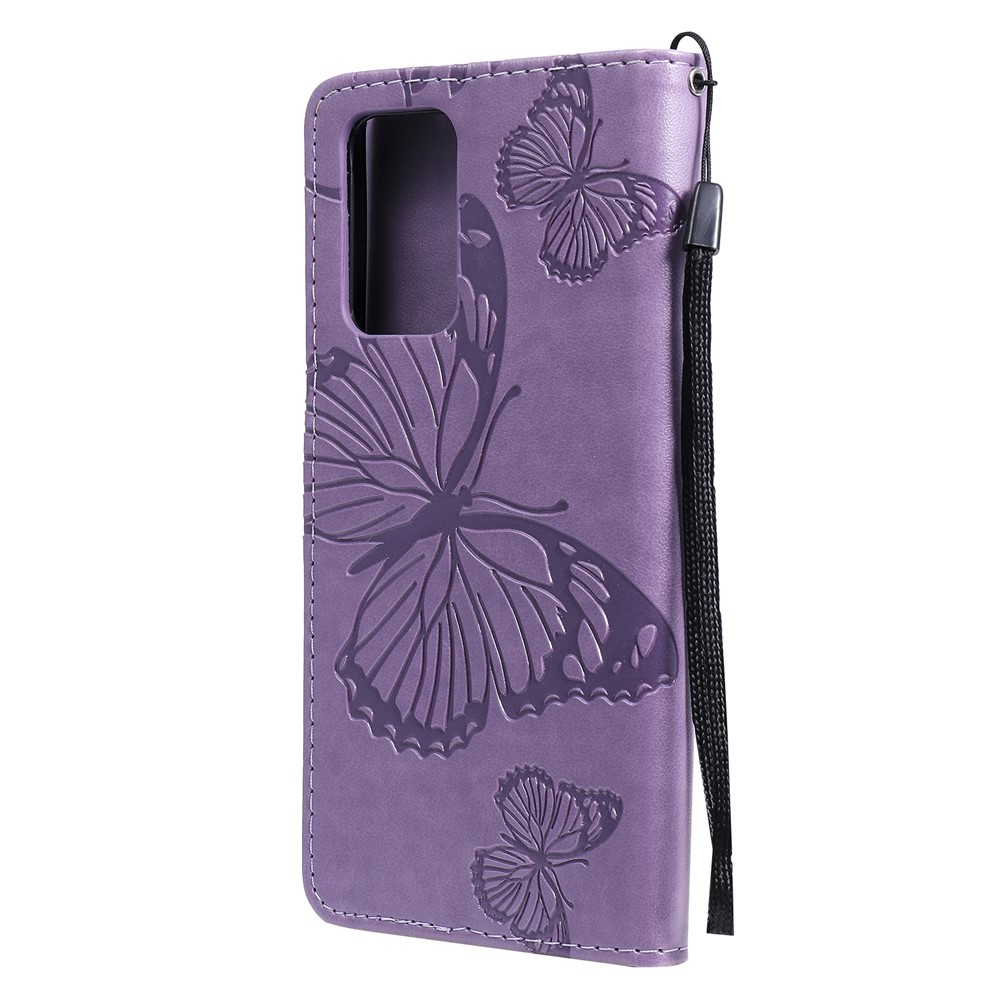 Imprinted Butterflies Flower Leather Wallet Stand Case for Samsung Galaxy A52 5G - Purple-4
